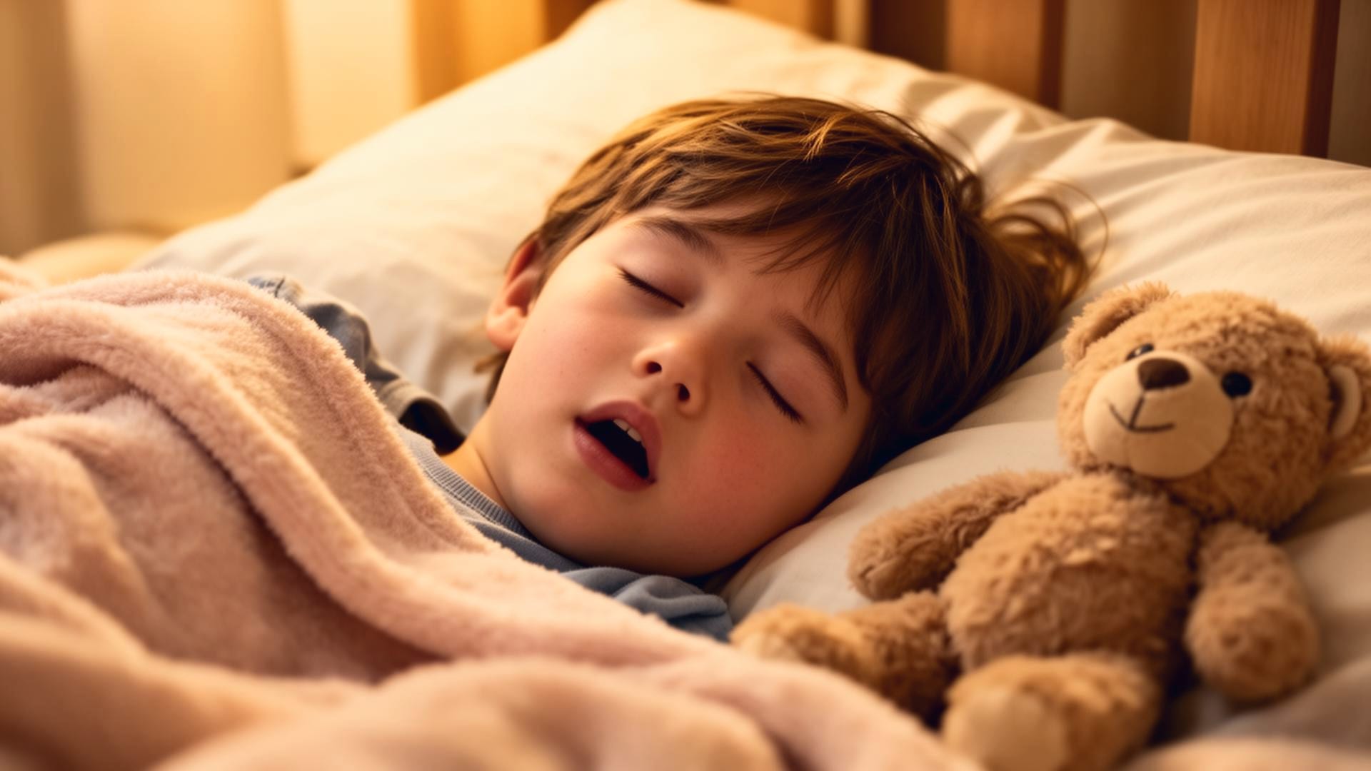 Niño durmiendo con la boca abierta, apnea del sueño infantil