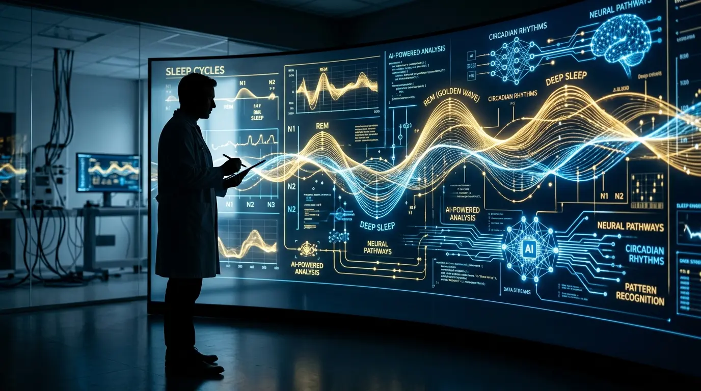 Médico analizando datos del sueño con inteligencia artificial