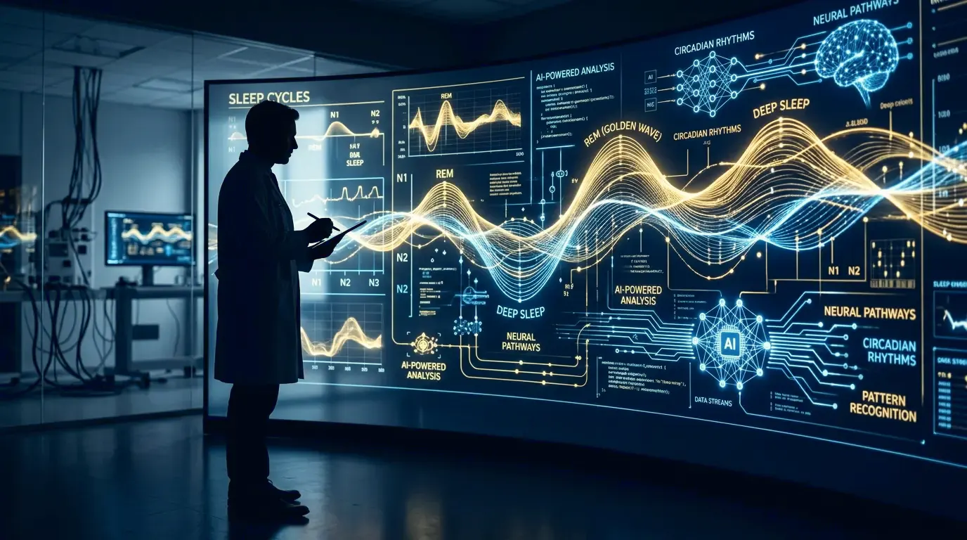 Médico analizando datos del sueño con inteligencia artificial