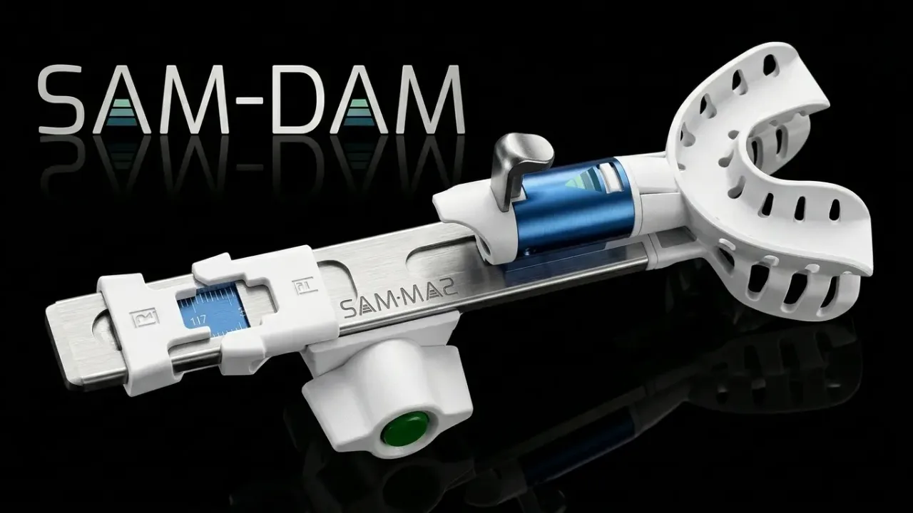 Simulador de avance mandibular SAM titulable usado durante la DISE para predecir la respuesta a la férula