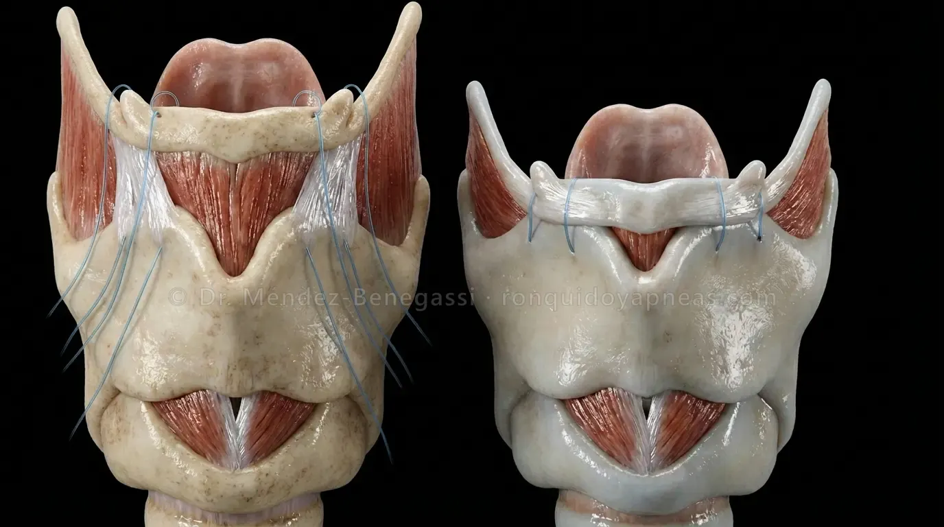 Thyrohyoidopexy: hyoid bone fixation to thyroid cartilage, before and after